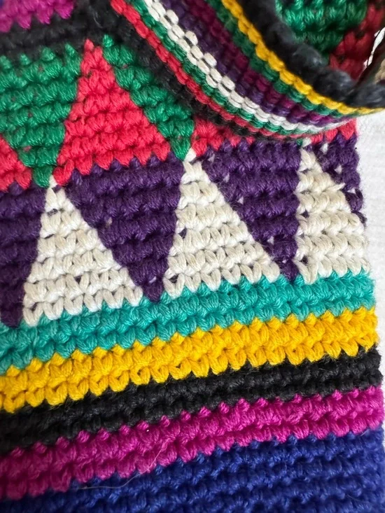 Vintage Guatemalan Handwoven Boho Bag - Vibrant Mayan Geometric Design - Picture 11 of 16